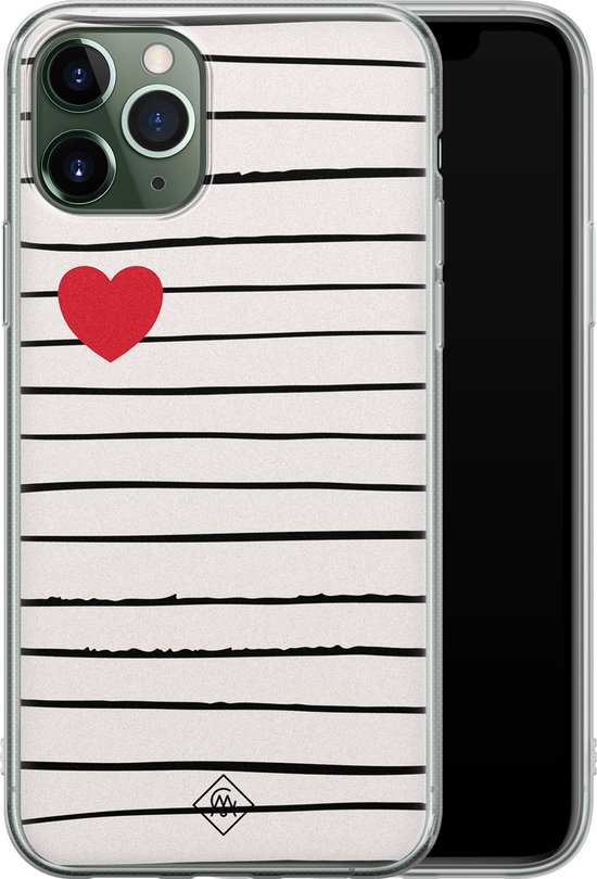 Coque Casimoda® - Convient pour iPhone 11 Pro - Reine du cœur - Siliconen/TPU - Marron/beige