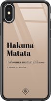 Casimoda® hoesje - Geschikt voor iPhone Xs - Hakuna Matata - Luxe Hard Case Zwart - Backcover telefoonhoesje - Bruin/beige