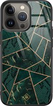 Casimoda® hoesje - Geschikt voor iPhone 13 Pro - Abstract Groen - Luxe Hard Case Zwart - Backcover telefoonhoesje - Groen