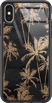 Casimoda® hoesje - Geschikt voor iPhone Xs - Palmbomen - Luxe Hard Case Zwart - Backcover telefoonhoesje - Zwart