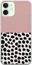 Casimoda® hoesje - Geschikt voor iPhone 12 Mini - Stippen roze - Siliconen/TPU telefoonhoesje - Backcover - Gestipt - Roze