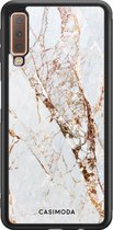 Casimoda® hoesje - Geschikt voor Samsung Galaxy A7 (2018) - Marmer Goud - Zwart TPU Backcover - Marmer - Goudkleurig