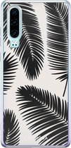 Casimoda® hoesje - Geschikt voor Huawei P30 - Palm Leaves Silhouette - Siliconen/TPU - Soft Case - Zwart - Planten