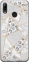 Casimoda® hoesje - Geschikt voor Huawei P Smart (2019) - Stone & Leopard Print - Siliconen/TPU - Soft Case - Bruin/beige - Luipaardprint