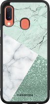 Casimoda® hoesje - Geschikt voor Samsung Galaxy A20e - Minty Marmer Collage - Zwart TPU Backcover - Marmer - Mint
