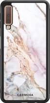 Casimoda® hoesje - Geschikt voor Samsung Galaxy A7 (2018) - Parelmoer Marmer - Zwart TPU Backcover - Marmer - Multi
