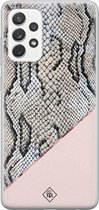 Casimoda® hoesje - Geschikt voor Samsung A52s - Snake Print - Backcover - Siliconen/TPU - Roze