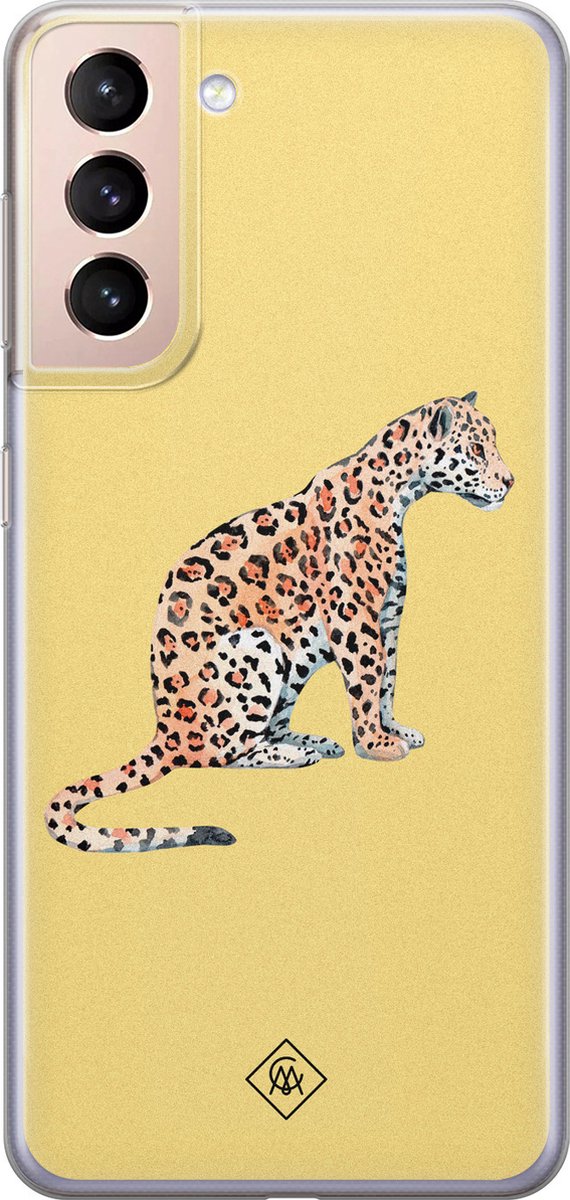 Casimoda® hoesje - Geschikt voor Samsung S21 Plus - Leo Wild - Backcover - Siliconen/TPU - Geel