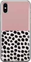 Casimoda® hoesje - Geschikt voor iPhone Xs Max - Stippen roze - Siliconen/TPU telefoonhoesje - Backcover - Gestipt - Roze
