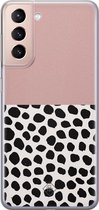 Casimoda® hoesje - Geschikt voor Samsung S21 - Stippen roze - Backcover - Siliconen/TPU - Roze