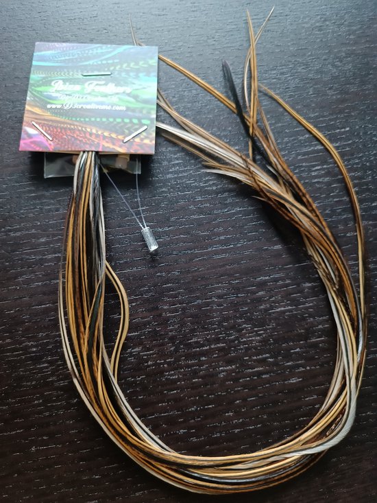 1 set van 20 XXL feather extensions 33cm t/m 45cm Goud uniek
