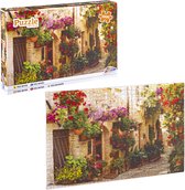 Grafix Puzzel 1000 stukjes volwassenen | Thema Smalle straat met bloemen | Afmeting 50 X 70 CM | Legpuzzel