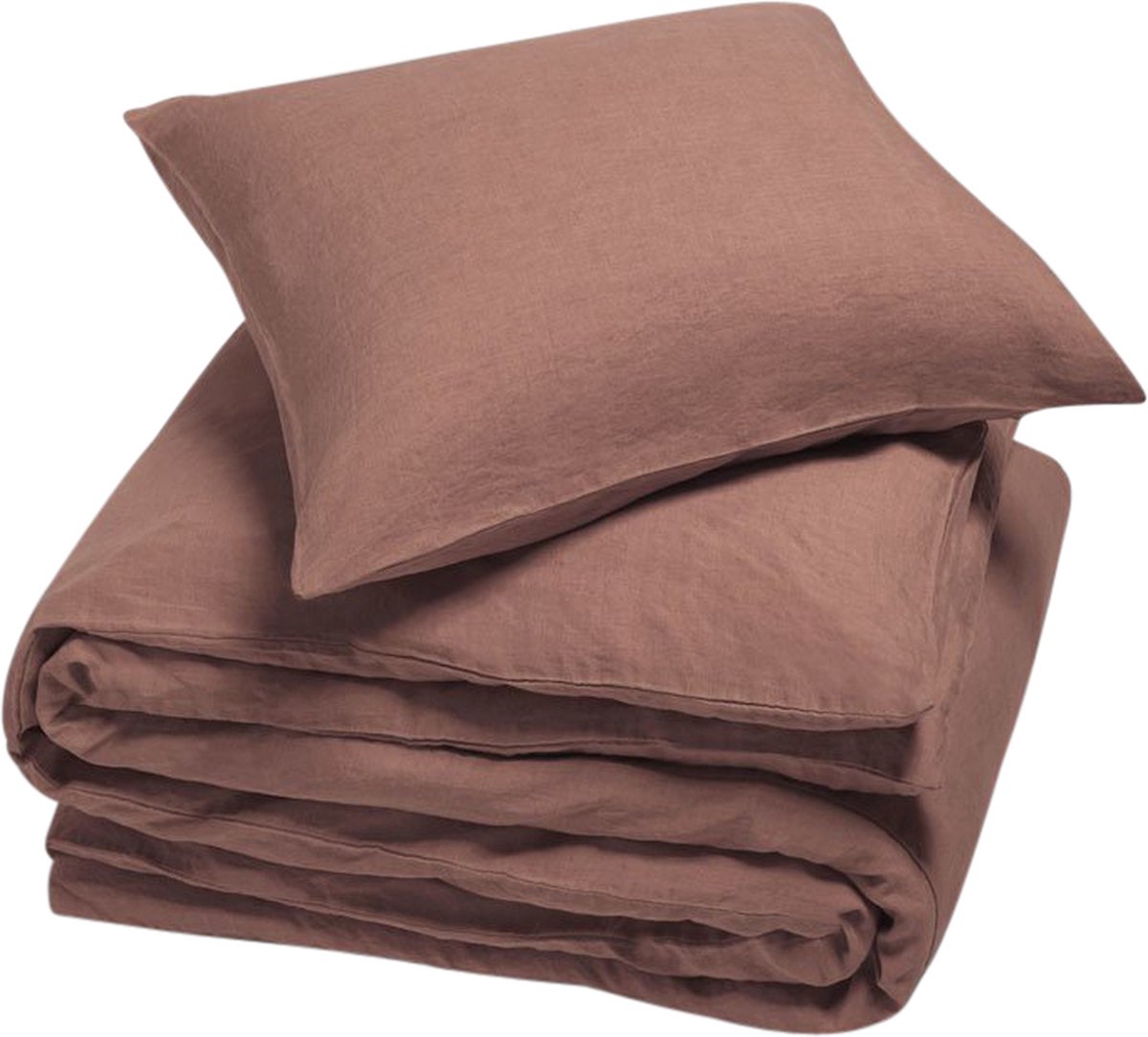 Yumeko dekbedovertrek gewassen linnen klei roze 140x220 + 1/60x70 - Biologisch & ecologisch Clay Rose