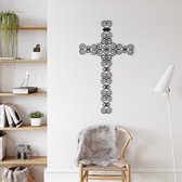 Wanddecoratie |Kruis | Cross | Metal - Wall Art | Muurdecoratie | Woonkamer | Buiten Decor |Zwart| 58x100cm