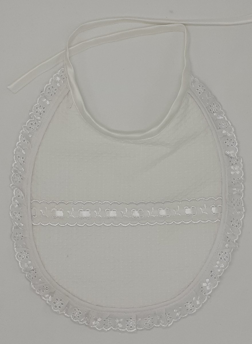 Goedkoopste Slabbetje Rosalynn wit katoen / ruche