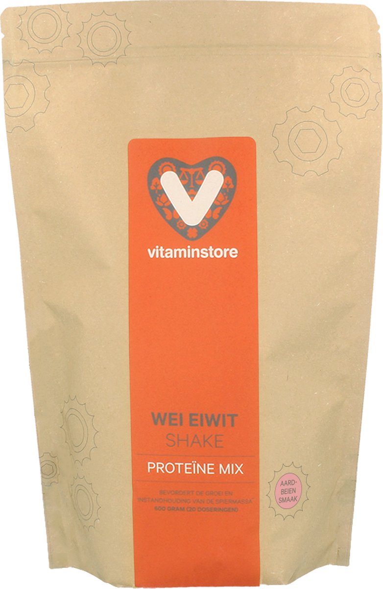 Vitaminstore - Wei Eiwit Shake Aardbei - 600 gram | Aardbei