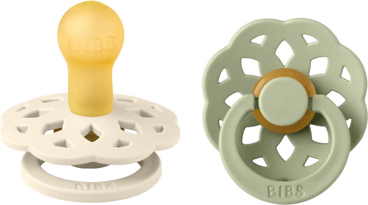 Goedkoopste BiBS - Boheme Pacifier - Stage 1 Fopspeen - 2 stuks - Ivory / Sage