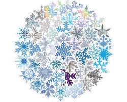 Winkrs | Sneeuwvlok Stickers - Sneeuw, Winter, IJs, Frozen - 50 stuks Kerststickers - Kerst Decoratie
