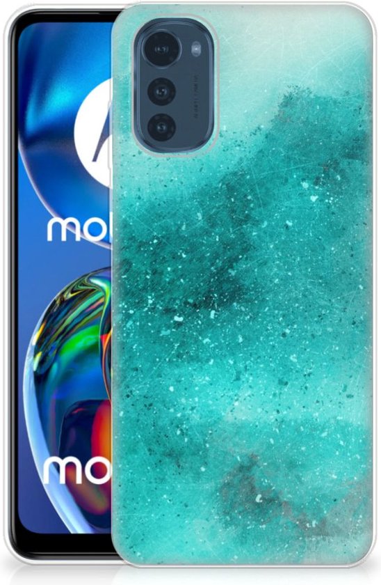 Ondenkbaar Ambacht collegegeld Telefoon Hoesje Motorola Moto E32 Siliconen Hoesje Painting Blue | bol.com