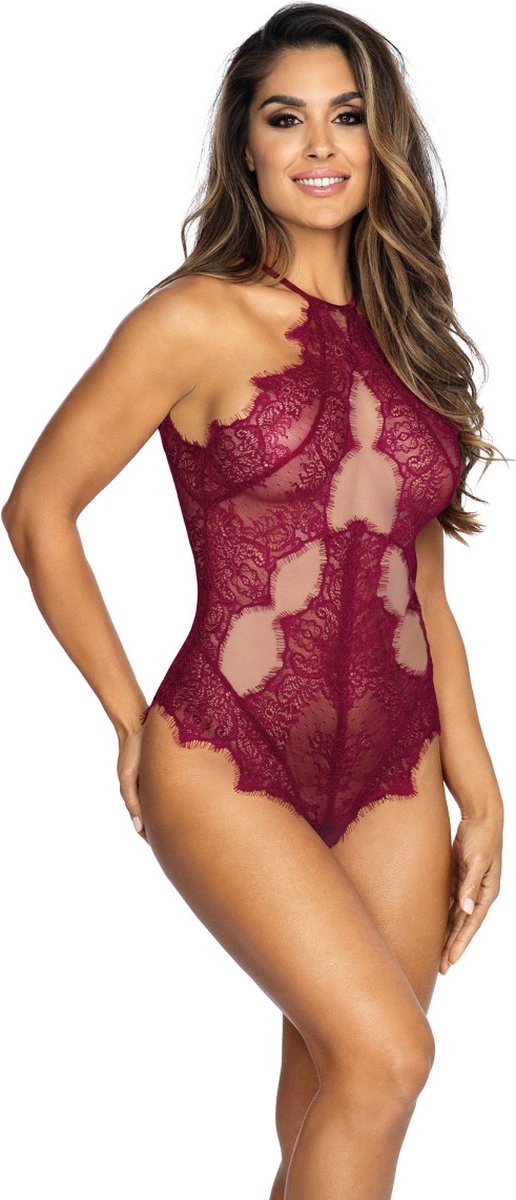 Donkerrode Lingerie Teddy Maat: XL