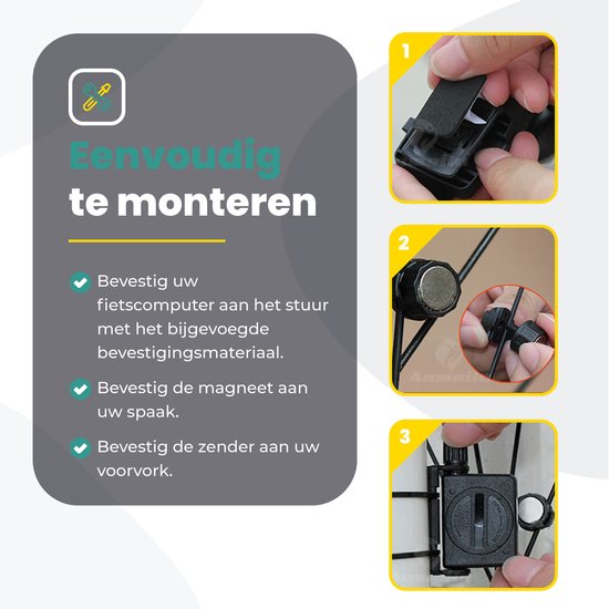 Voltano Fietscomputer Draadloos - Zwart / Oranje - Waterdicht - Overdag & Nacht Display Modus van Voltano — afbeelding 3