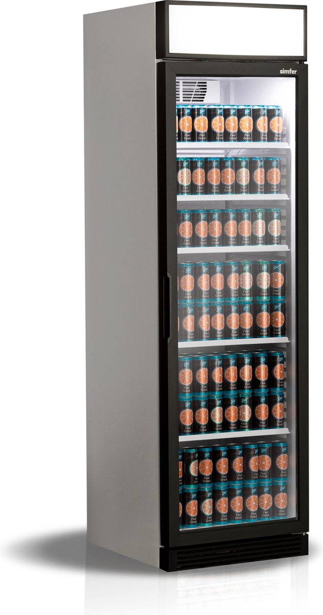 Simfer Drankenkoelkast met LED-display - 358 L - Zelfsluitende Glazen Deur - 5 in Hoogte Verstelbare Draadplanken - Digitale Thermometer