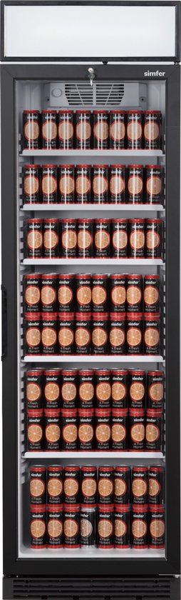 Horeca koelkast: Simfer Drankenkoelkast met LED-display - 358 L - Zelfsluitende Glazen Deur - 5 in Hoogte Verstelbare Draadplanken - Digitale Thermometer, van het merk SIMFER