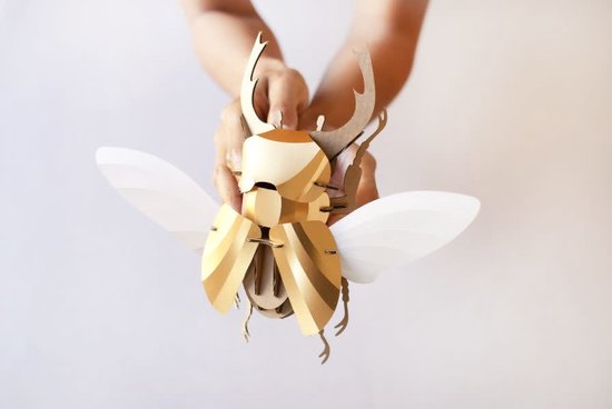 Diy Insecten Assembli - Papieren 3D Insecten - Vliegend Hert Groot - Goud Metallic ...