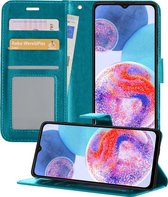 Hoesje Geschikt voor Samsung A23 Hoesje Book Case Hoes Wallet Cover - Hoes Geschikt voor Samsung Galaxy A23 Hoesje Bookcase Hoes - Turquoise