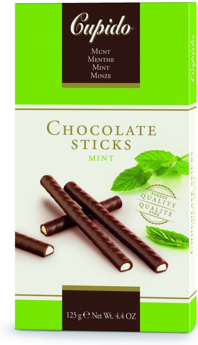 Cupido Chocolade Sticks Mint 125 Gram