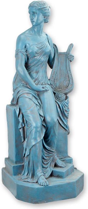 Resin beeld - Vrouw met lier (harp) - harssculptuur - 85,4 cm hoog