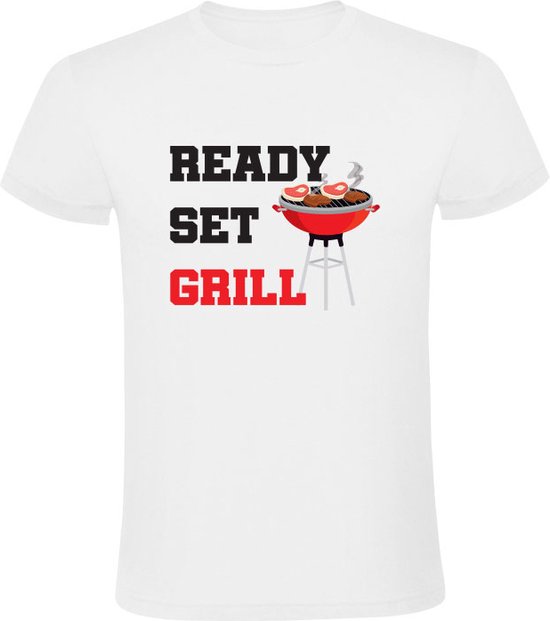 T-shirt homme prêt à l'emploi | BBQ | viande | Steak de bœuf | cuisines | Manger | chef | Blanc