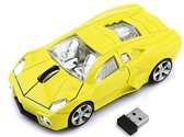 Sportwagen draadloze muis 2.4 Ghz met USB-ontvanger - Geel