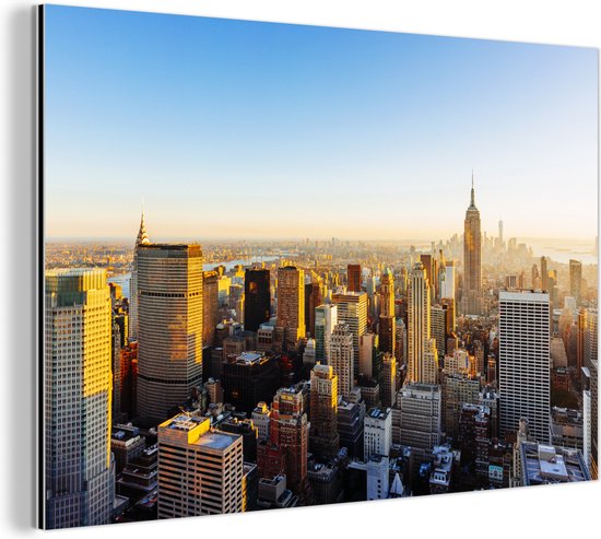Zonsopkomst bij de skyline van New York Aluminium - Foto print op Aluminium (metaal wanddecoratie)