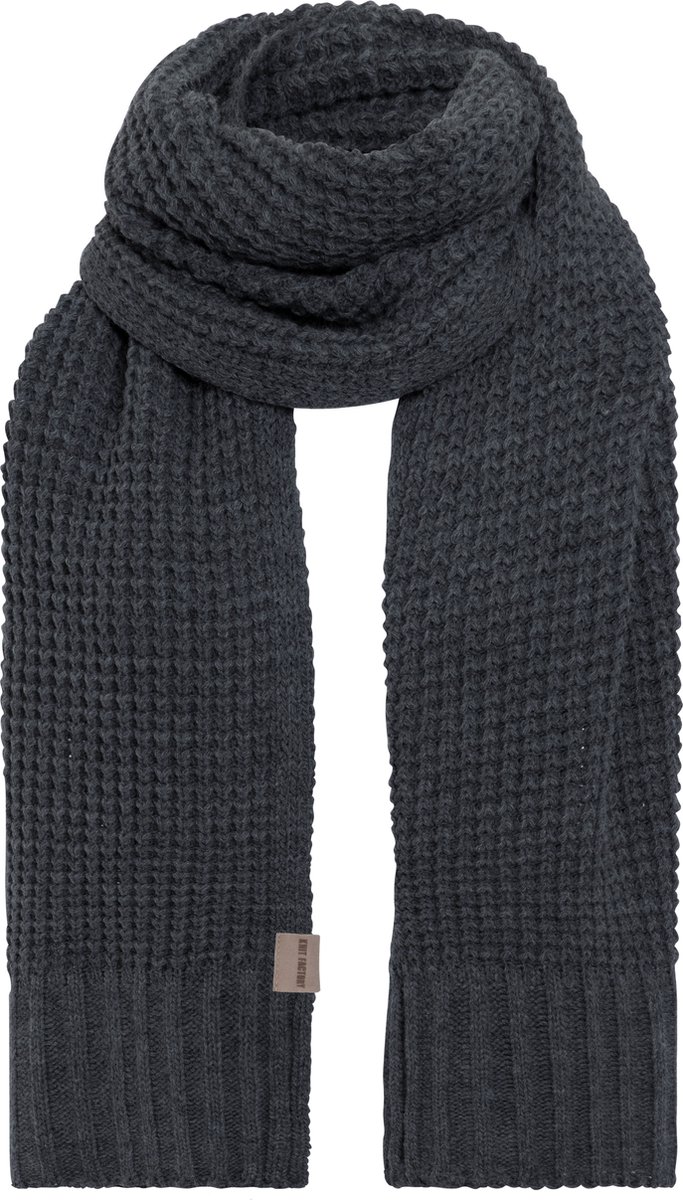 Knit Factory Robin Gebreide Sjaal Dames & Heren - Antraciet - 200x40 cm