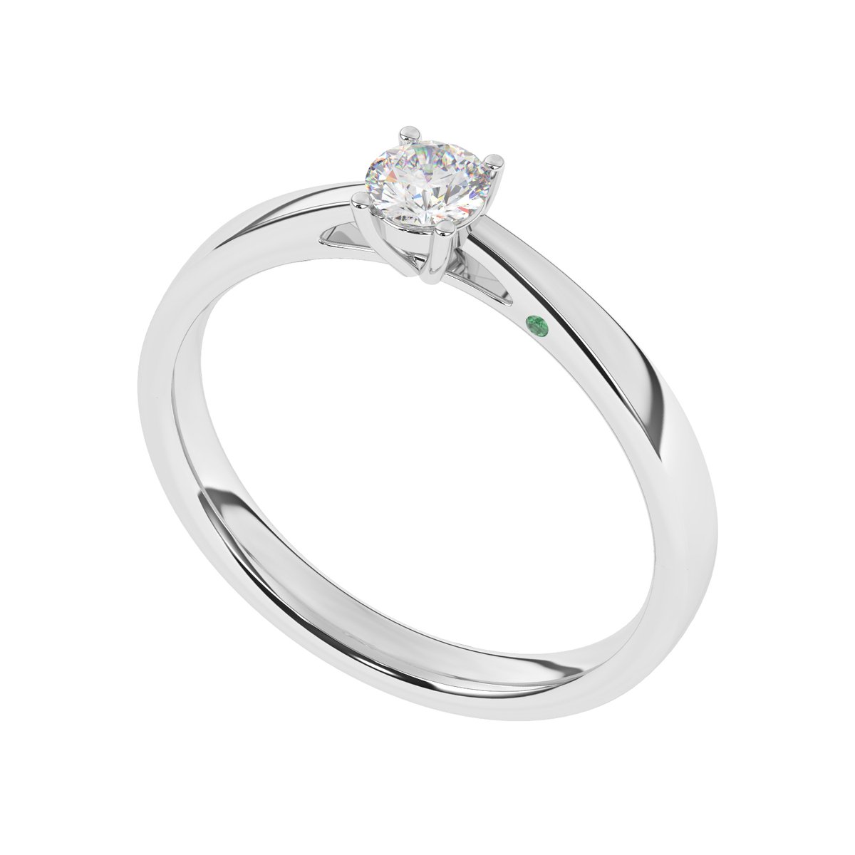 Diamo Diamonds 9-DD002-WG-30-58 Gouden Ring met Diamant - Dames - Lab Grown Diamonds - 0,30ct - Recycled Goud - 14 Karaat - Maat 58 - Solitair - Witgoud