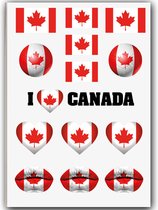 GlittersXL - Temporary Tattoo Canada (A5 formaat) [Neptattoo - Tijdelijke tatoeage smink schmink - Nep Fake Tattoos - Water overdraagbare festival sticker henna outfit - Glitter tattoo - Volwassenen Kinderen Jongen Meisje | WK, World Cup, Voetbal]