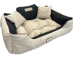 KingDog - Hondenmand Groot - Katten- en Hondenbed - Buitenmaat 100 x 75 - Maat L - Beige