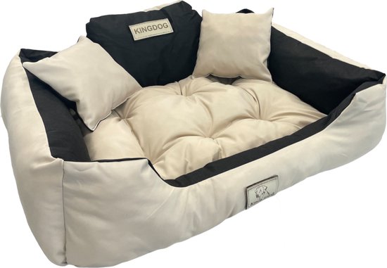 KingDog - Hondenmand Groot - Katten- en Hondenbed - Buitenmaat 100 x 75 - Maat L - Beige