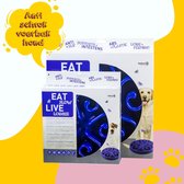 Eat Slow Live Longer Original Voerbak – anti-schrok voerbak – Slow feeder voor honden – Anti-slip – Blauw – Ø30 cm - Large/Extra Large – Geschikt voor grotere honden