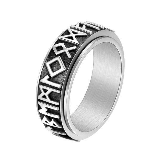 Anxiety Ring - (Noors) - Stress Ring - Fidget Ring - Draaibare Ring - Spinning Ring - Spinner Ring - Zilverkleurig RVS - (18.75 mm / maat 59)
