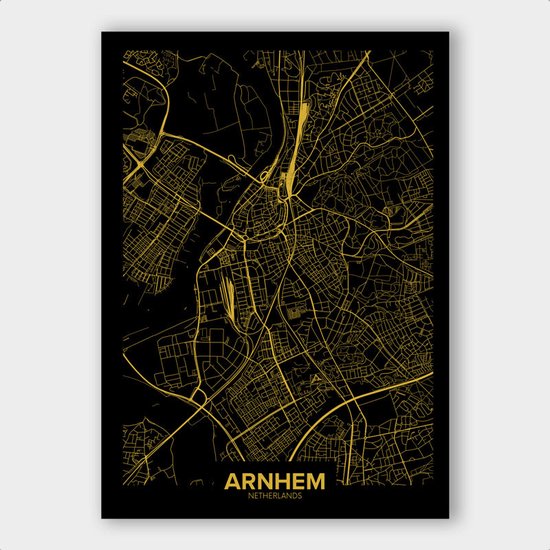 Poster Plattegrond Arnhem - Dibond - 120x180 cm | Wanddecoratie - Interieur - Art - Wonen - Schilderij - Kunst