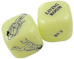 Sex dobbelstenen spel 2 stuks (glow in the dark)