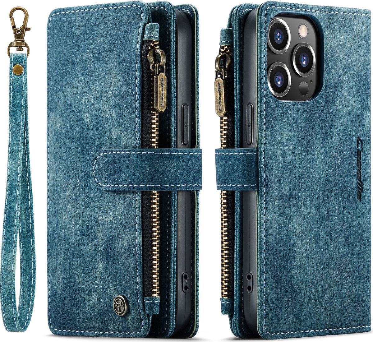 Caseme Telefoonhoesje geschikt voor Apple iPhone 14 Pro Hoesje | Caseme C30 Bookcase Portemonnee | Pasjeshouder voor 7 Pasjes | Telefoonhoesje voor Pinpas / OV Kaart / Rijbewijs - Blauw