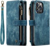 Caseme Telefoonhoesje geschikt voor Apple iPhone 14 Pro Hoesje Bookcase Portemonnee - Blauw
