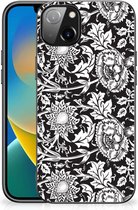 Mobiel TPU Hard Case iPhone 14 Plus Telefoon Hoesje met Zwarte rand Zwart Bloemen