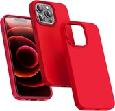 Hoesje Geschikt voor iPhone 14 Pro Max – Liquid Siliconen Backcover – Rood