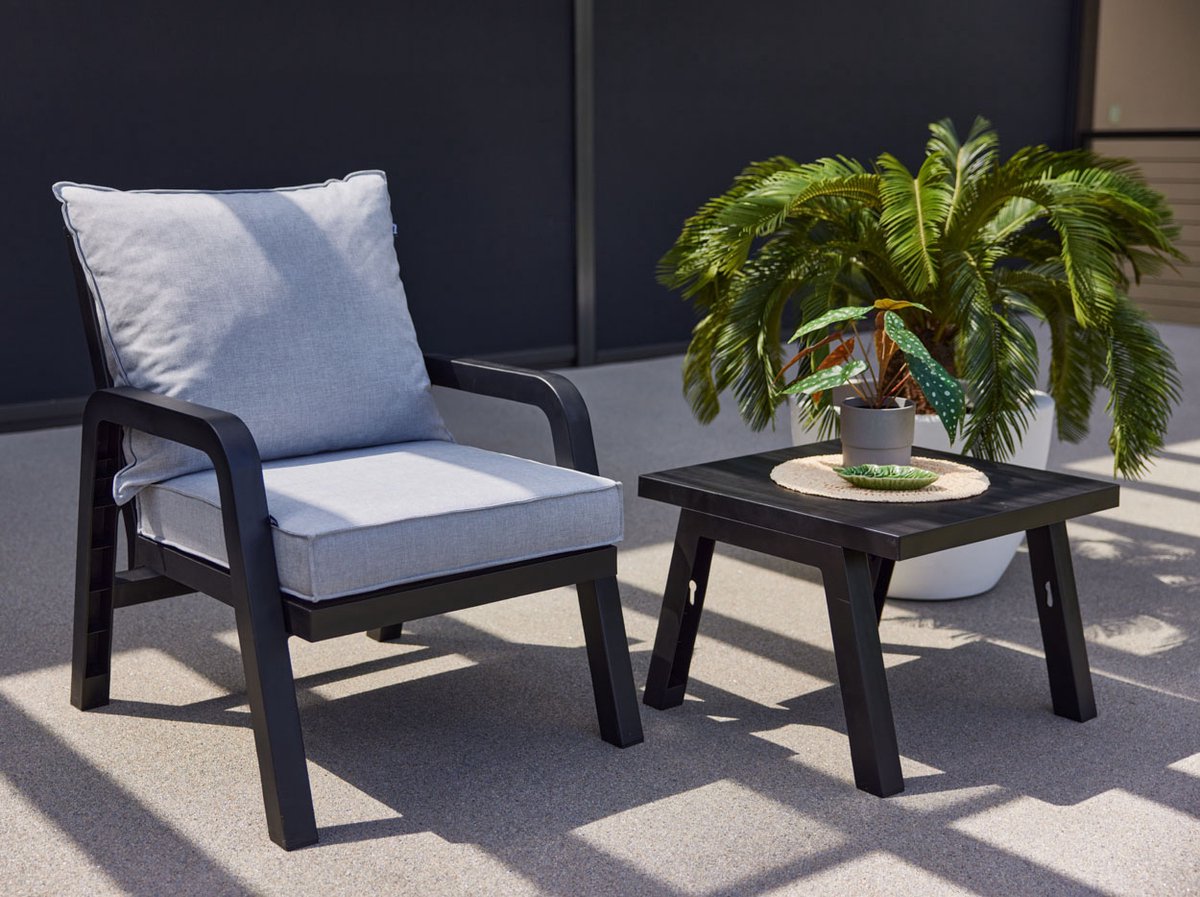 Hartman Ibiza Loungestoel Antraciet - Lichtgrijze Kussens