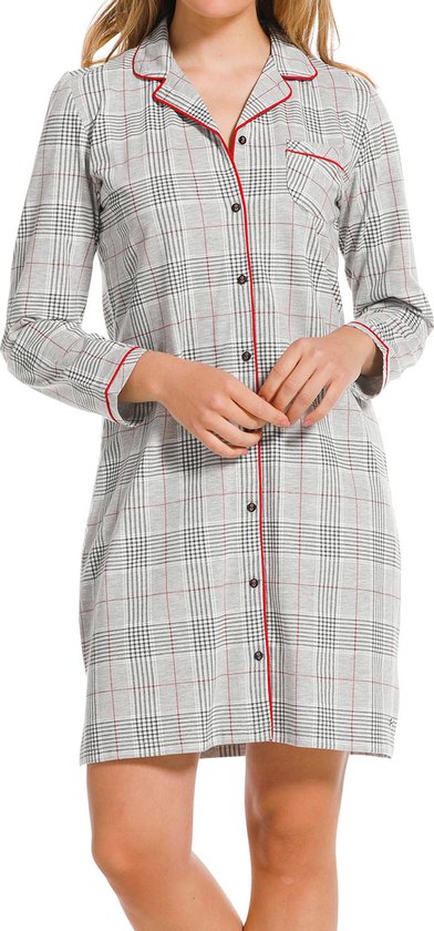 Pastunette deluxe dames nachthemd L/M - 95Cm - Red Square - 48 - Grijs