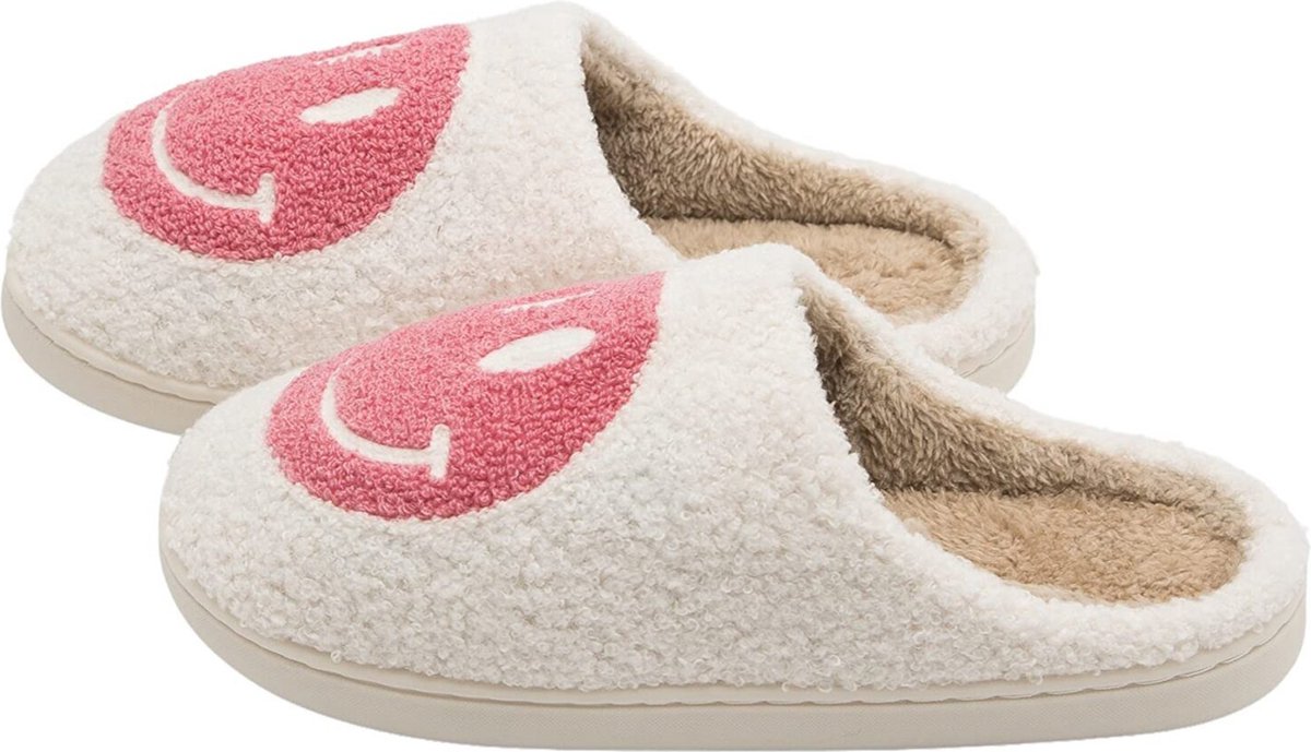 JAXY Smiley Slippers - Smiley Pantoffels - Pantoffels - Smiley Sloffen - Pantoffels Dames en Heren - Sloffen - Sloffen Dames en Heren - Maat 41-42 - Roze